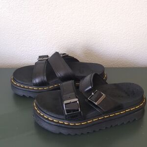 DR. MARTENS Myles Slide Sandals Black Yellow US Women 6 EU 37